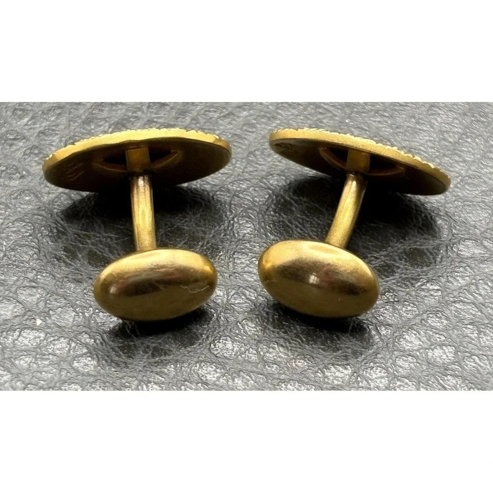 VTG Victorian 14K Solid Yellow Gold Genuine Diamond Star Starburst Cufflinks